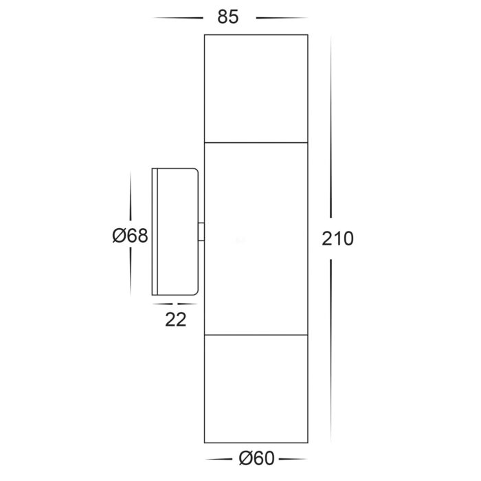 HV1007MR16T - Tivah 316 Stainless Steel TRI Colour Up & Down Wall Pillar Lights - Image 3