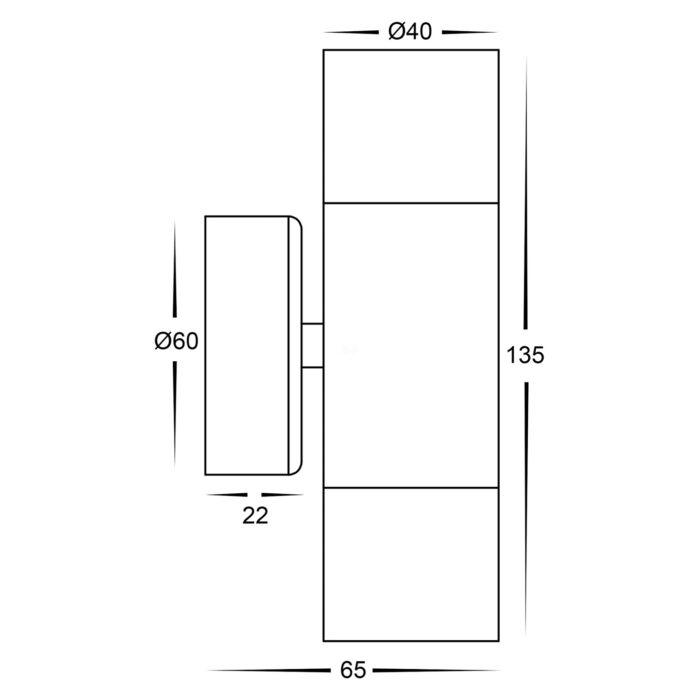 HV1027MR11NW - Mini Tivah Aluminium Black Up & Down Wall Pillar Lights - Image 3