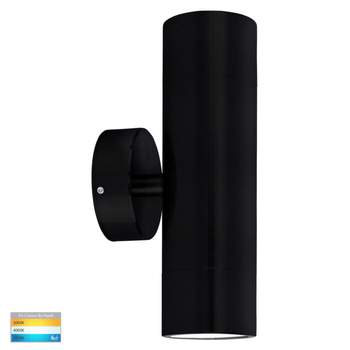 HV1028T - Maxi Tivah 316 Stainless Steel and Black TRI Colour Up & Down Wall Pillar Lights - Image 2
