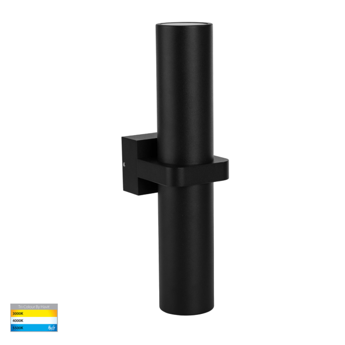 HV10291T - Luz Black Titanium TRI Colour Single Up & Down Wall Pillar Lights