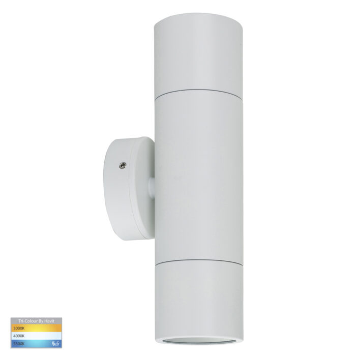 HV1037GU10T - Tivah White TRI Colour Up & Down Wall Pillar Lights - Image 2