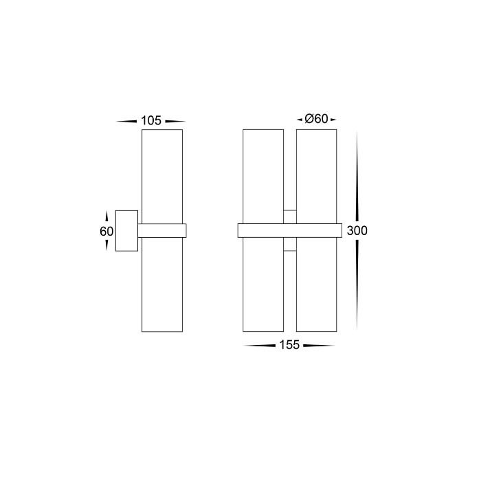 HV10392T - Luz White TRI Colour Double Up & Down Wall Pillar Lights - Image 3