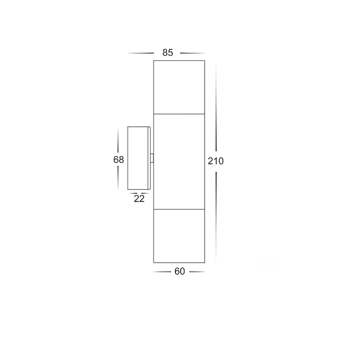 HV1045T - Silver TRI Colour Up & Down Wall Pillar Lights - Image 3