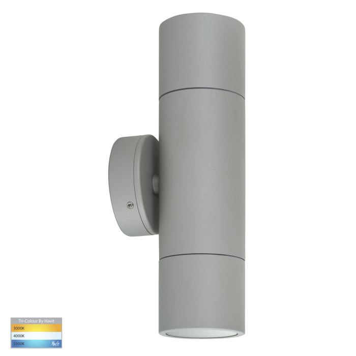 HV1045T - Silver TRI Colour Up & Down Wall Pillar Lights
