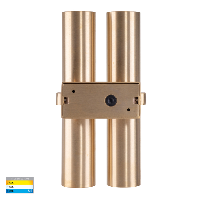 HV10592T - Luz Soild Brass TRI Colour Single Up & Down Wall Pillar Lights - Image 2