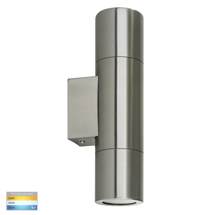 HV1071T - Piaz Stainless Steel TRI Colour Up & Down Wall Pillar Lights