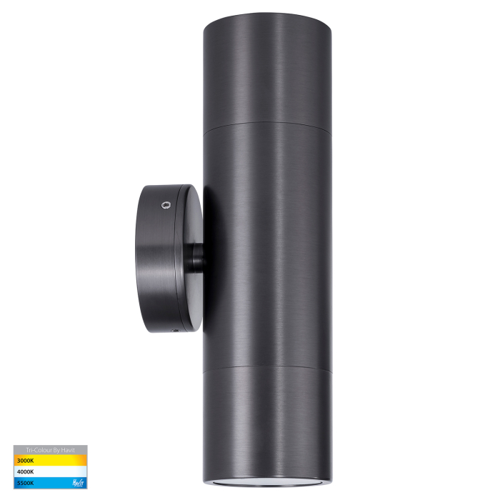 HV1077GU10T - Tivah Solid Brass Graphite coloured TRI Colour Up & Down Wall Pillar Lights