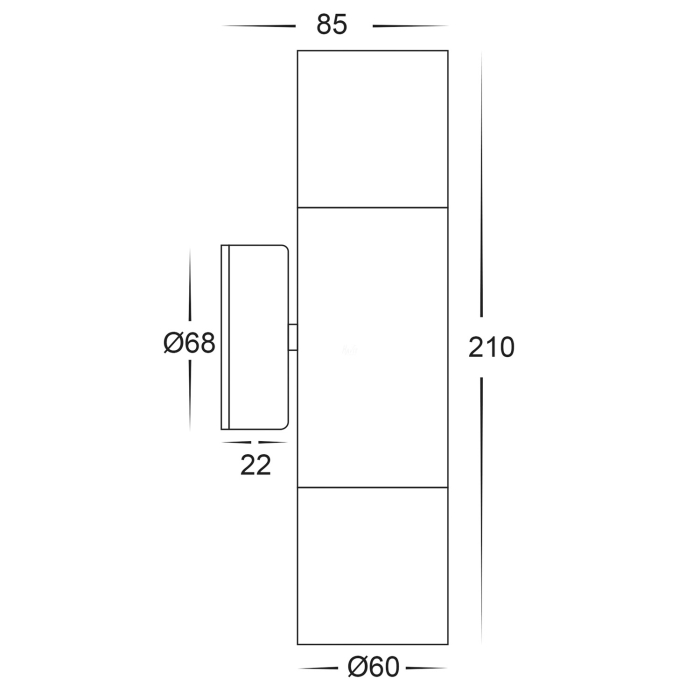 HV1097GU10T - Tivah Antique Brass TRI Colour Up & Down Wall Pillar Lights - Image 2