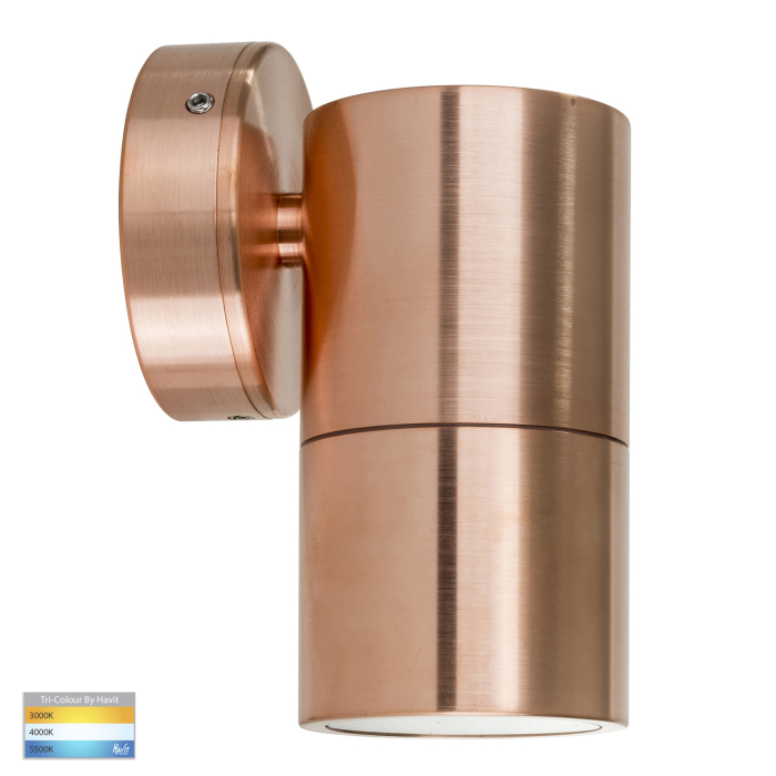 HV1117GU10T -  Tivah Solid Copper TRI Colour Fixed Down Wall Pillar Lights