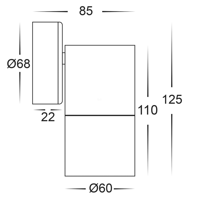 HV1145T - Tivah Silver TRI Colour Fixed Down Wall Pillar Lights - Image 2