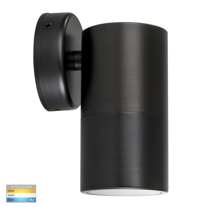 HV1197GU10T - Tivah Antique Brass TRI Colour Fixed Down Wall Pillar Lights