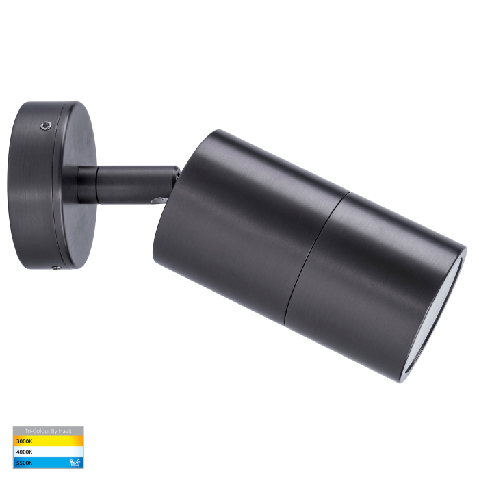 HV1275T - Tivah Soild Brass Graphite Coloured TRI Colour Single Adjustable Wall Pillar Lights