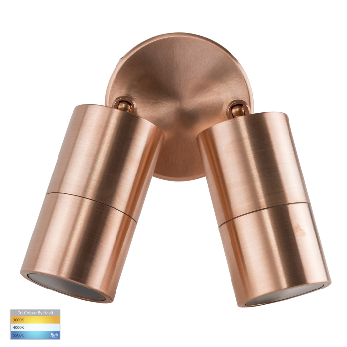 HV1317GU10T - Tivah Soild Copper TRI Colour Double Adjustable Wall Pillar Lights