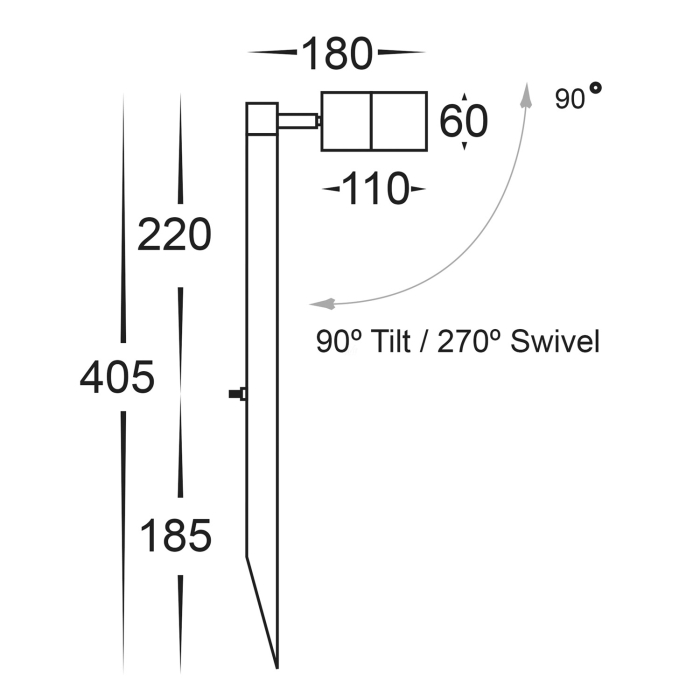 HV1407T-AB - Tivah Antique Brass TRI Colour Double Adjustable LED Bollard Spike Light - Image 2
