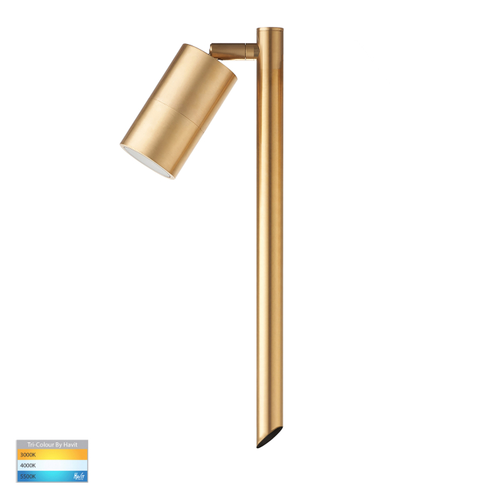 HV1407T-BR - Tivah soild Brass TRI Colour Double Adjustable LED Bollard Spike Light