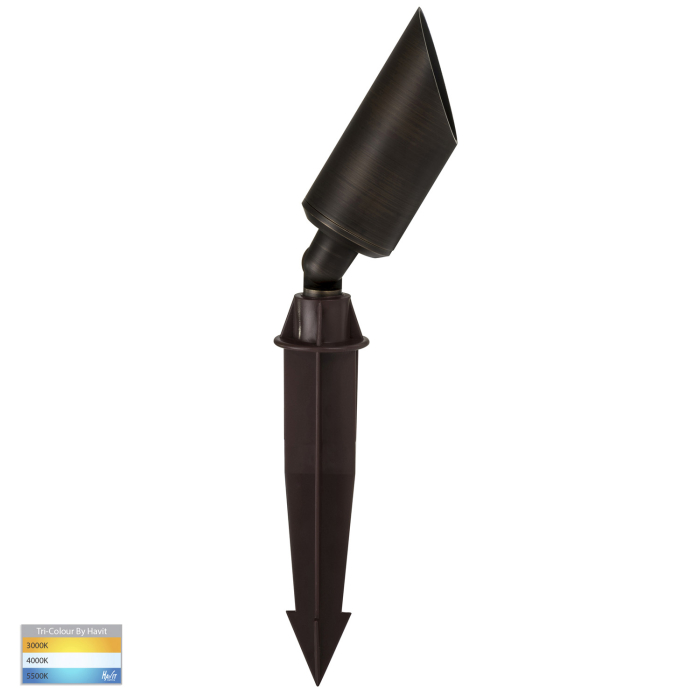 HV1458T  - Laiton Antique Brass Or Black TRI Colour LED Garden Spike Light