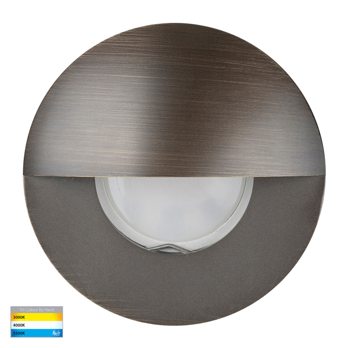 HV19012T-AB - Ollo Antique Brass TRI Colour LED Step Lights With Eyelid