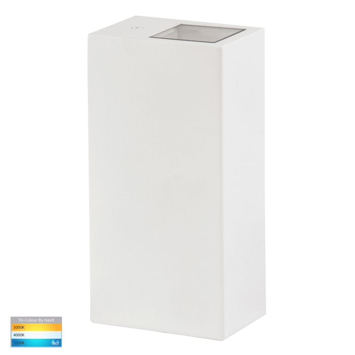 HV3633T-WHT - Veldi Stainless Steel, Poly Powder Coated Black And White TRI Colour Up & Down Wall Light