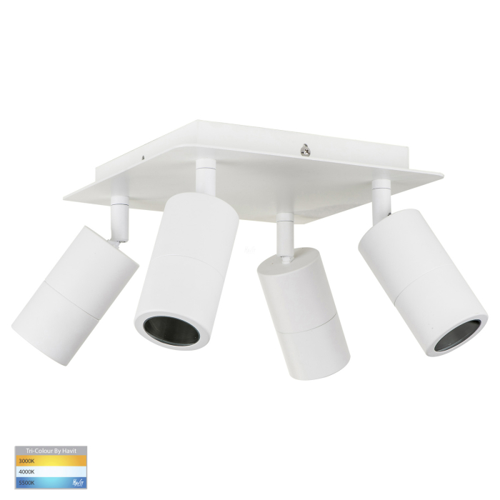 HV4001T-4-WHT-SQ - Tivah White 4 Light TRI Colour LED Square Plate