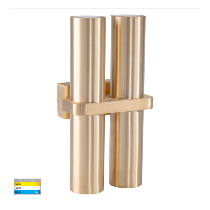 HV10592T - Luz Soild Brass TRI Colour Single Up & Down Wall Pillar Lights